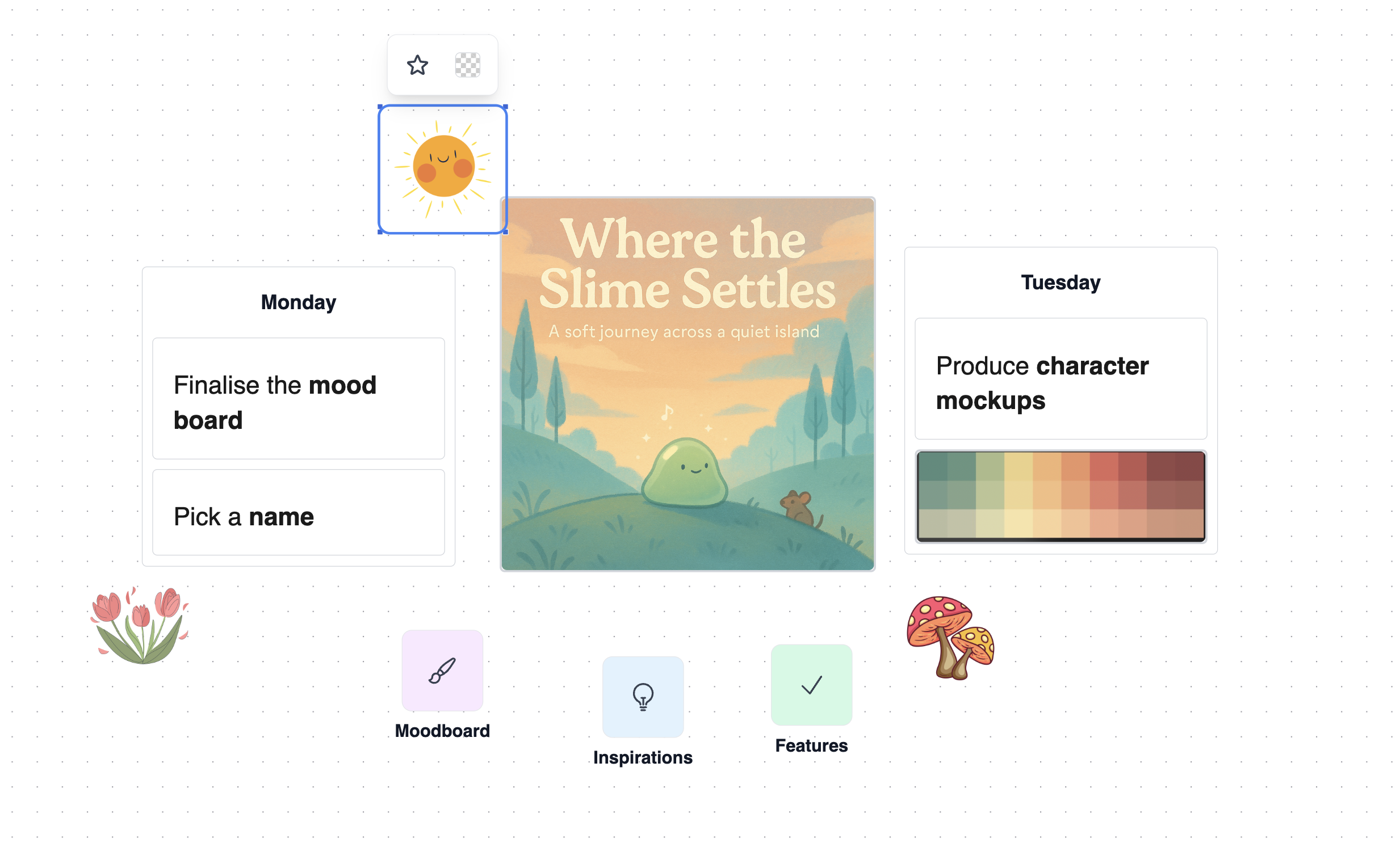 Visual canvas for organizing thoughts and journals